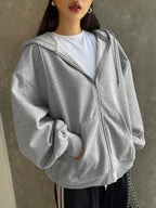 DAZY Women's Zipper Front Hoodie With Drawstring Closure,Long Sleeve Tops,Fall Clothes Sweatshirt Jacket