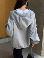 DAZY Women's Zipper Front Hoodie With Drawstring Closure,Long Sleeve Tops,Fall Clothes Sweatshirt Jacket