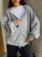 DAZY Women's Zipper Front Hoodie With Drawstring Closure,Long Sleeve Tops,Fall Clothes Sweatshirt Jacket