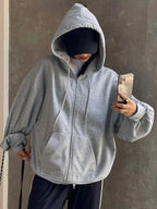 DAZY Women's Zipper Front Hoodie With Drawstring Closure,Long Sleeve Tops,Fall Clothes Sweatshirt Jacket