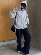 DAZY Women's Zipper Front Hoodie With Drawstring Closure,Long Sleeve Tops,Fall Clothes Sweatshirt Jacket
