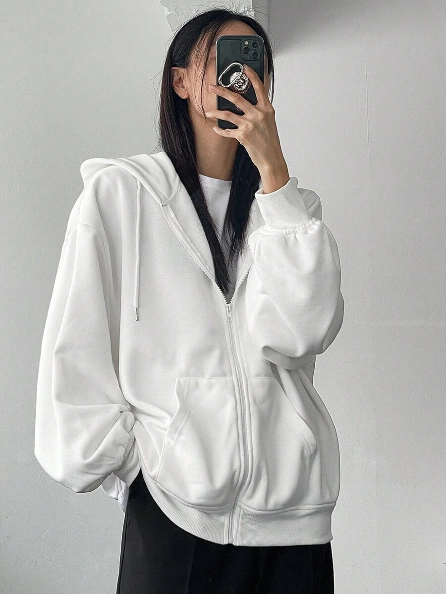 DAZY Women's Zipper Front Hoodie With Drawstring Closure,Long Sleeve Tops,Fall Clothes Sweatshirt Jacket
