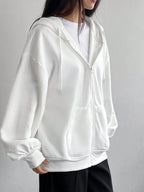 DAZY Women's Zipper Front Hoodie With Drawstring Closure,Long Sleeve Tops,Fall Clothes Sweatshirt Jacket
