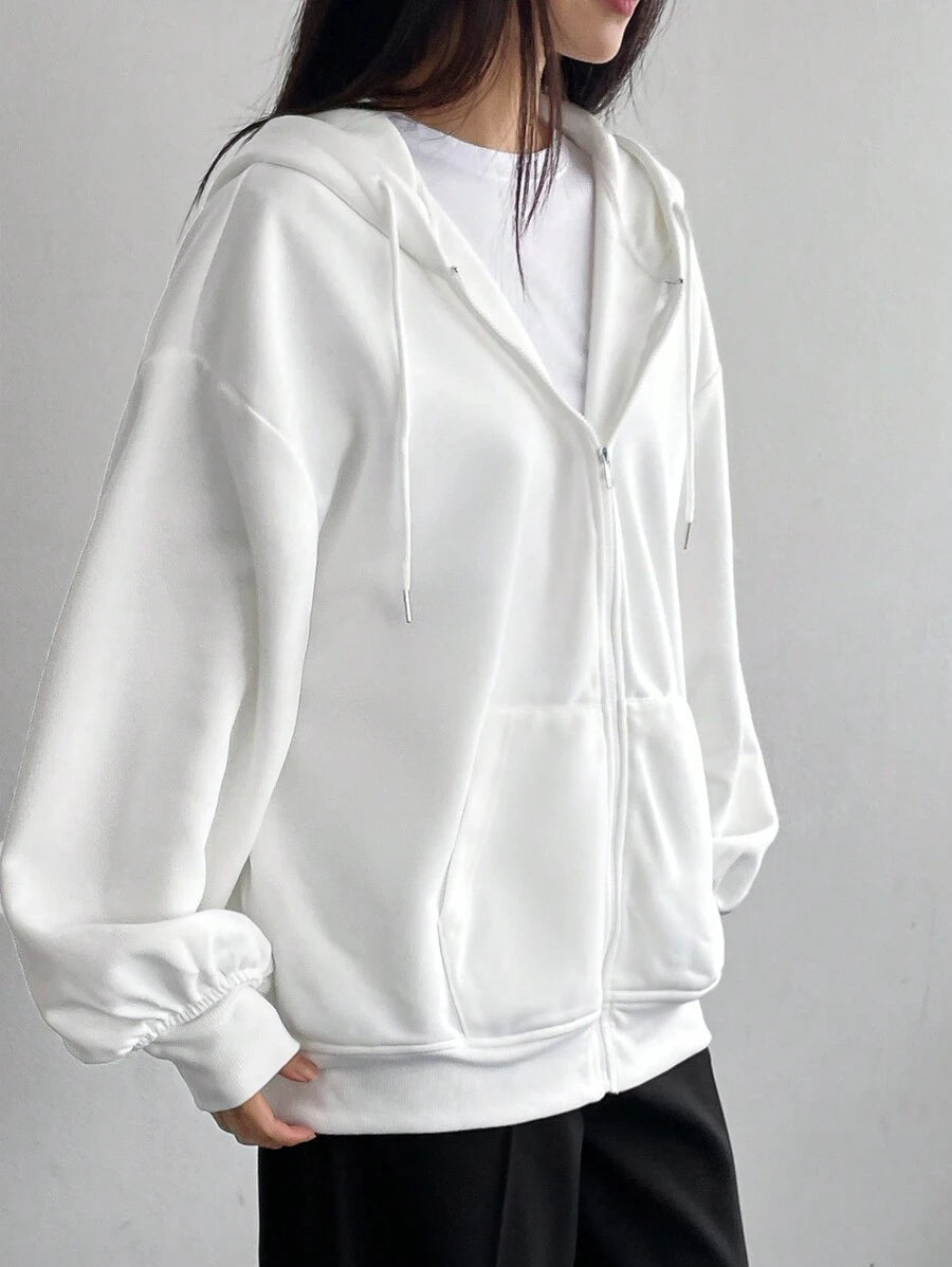 DAZY Women's Zipper Front Hoodie With Drawstring Closure,Long Sleeve Tops,Fall Clothes Sweatshirt Jacket