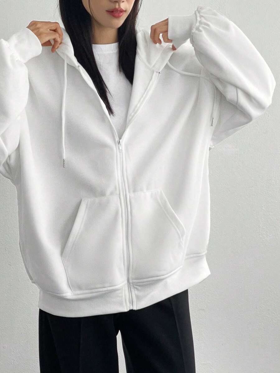 DAZY Women's Zipper Front Hoodie With Drawstring Closure,Long Sleeve Tops,Fall Clothes Sweatshirt Jacket