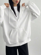 DAZY Women's Zipper Front Hoodie With Drawstring Closure,Long Sleeve Tops,Fall Clothes Sweatshirt Jacket