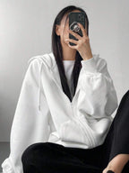DAZY Women's Zipper Front Hoodie With Drawstring Closure,Long Sleeve Tops,Fall Clothes Sweatshirt Jacket