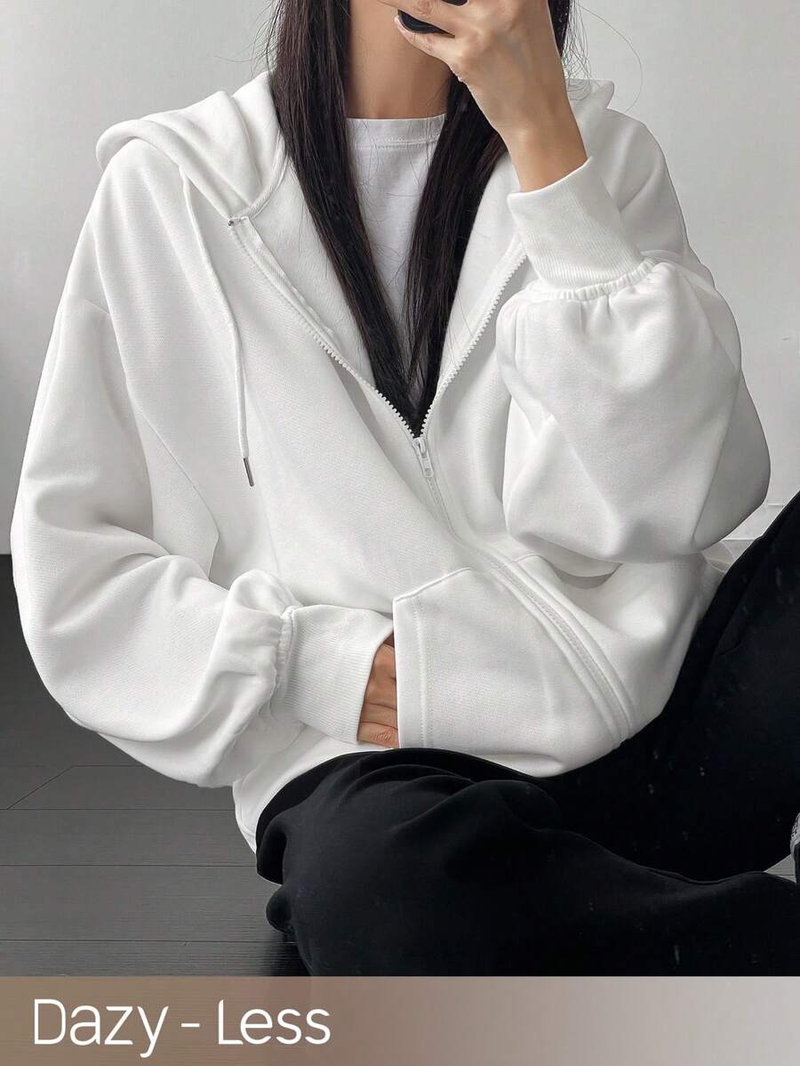 DAZY Women's Zipper Front Hoodie With Drawstring Closure,Long Sleeve Tops,Fall Clothes Sweatshirt Jacket