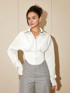 Women Solid Color Long Sleeve Fitted Elegant Blouse, Casual Cardigan Shirt Top, Spring/Autumn Daily Wear
