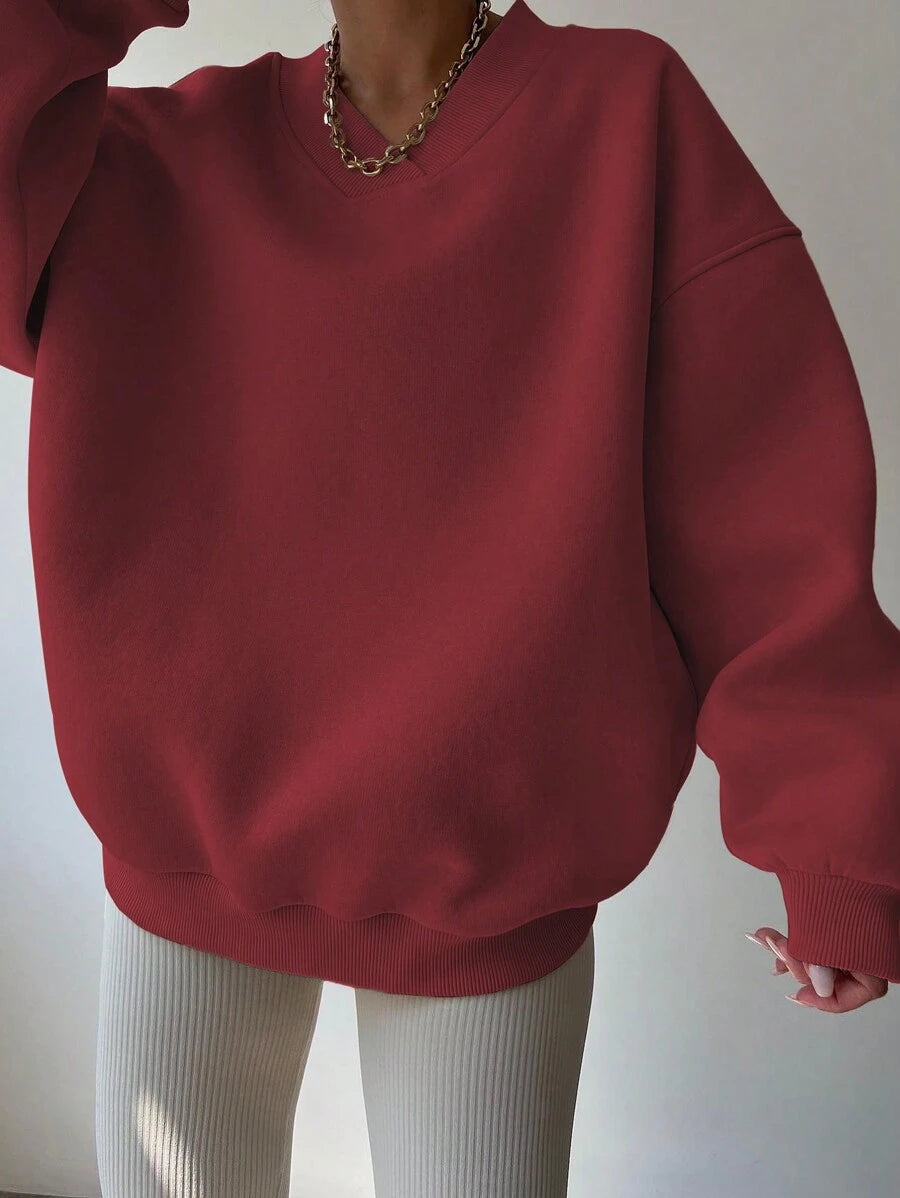 INAWLY Women's Spring And Autumn Loose Fit Casual Pullover With V-Neck And Dropped Shoulders,Ladies Spring/Fall Casual Long Sleeve V Neck Loose Regular Mint Green Drop Shoulder Pullovers Women Hoodies,Long Sleeve Tops Graduation,Back To School Outfits,Graduation,Teacher Outfits For Women,Back To School