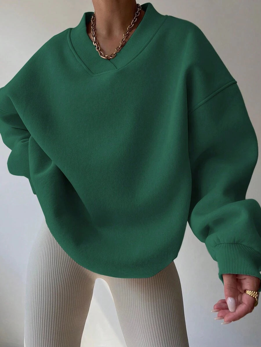INAWLY Women's Spring And Autumn Loose Fit Casual Pullover With V-Neck And Dropped Shoulders,Ladies Spring/Fall Casual Long Sleeve V Neck Loose Regular Mint Green Drop Shoulder Pullovers Women Hoodies,Long Sleeve Tops Graduation,Back To School Outfits,Graduation,Teacher Outfits For Women,Back To School