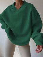 INAWLY Women's Spring And Autumn Loose Fit Casual Pullover With V-Neck And Dropped Shoulders,Ladies Spring/Fall Casual Long Sleeve V Neck Loose Regular Mint Green Drop Shoulder Pullovers Women Hoodies,Long Sleeve Tops Graduation,Back To School Outfits,Graduation,Teacher Outfits For Women,Back To School