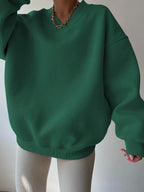 INAWLY Women's Spring And Autumn Loose Fit Casual Pullover With V-Neck And Dropped Shoulders,Ladies Spring/Fall Casual Long Sleeve V Neck Loose Regular Mint Green Drop Shoulder Pullovers Women Hoodies,Long Sleeve Tops Graduation,Back To School Outfits,Graduation,Teacher Outfits For Women,Back To School