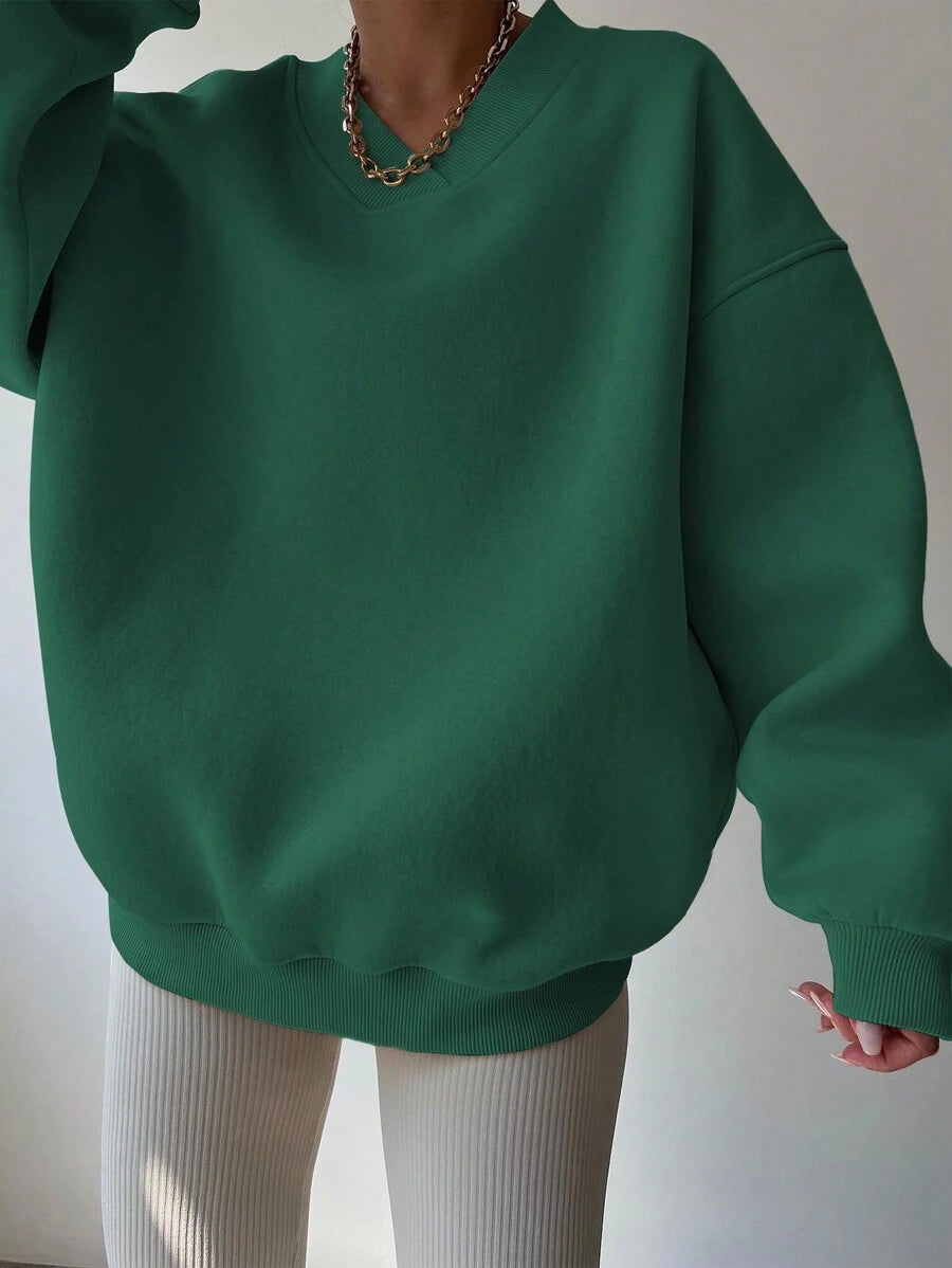 INAWLY Women's Spring And Autumn Loose Fit Casual Pullover With V-Neck And Dropped Shoulders,Ladies Spring/Fall Casual Long Sleeve V Neck Loose Regular Mint Green Drop Shoulder Pullovers Women Hoodies,Long Sleeve Tops Graduation,Back To School Outfits,Graduation,Teacher Outfits For Women,Back To School