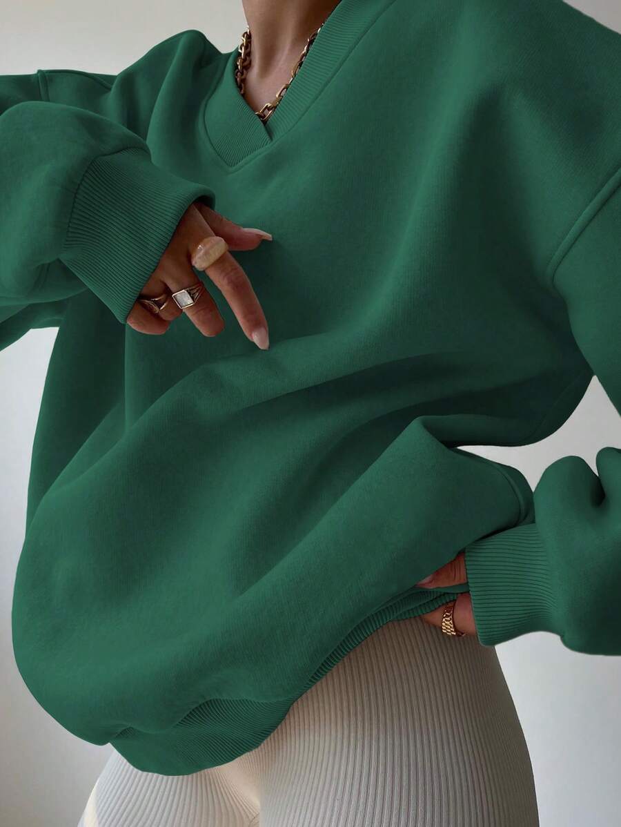 INAWLY Women's Spring And Autumn Loose Fit Casual Pullover With V-Neck And Dropped Shoulders,Ladies Spring/Fall Casual Long Sleeve V Neck Loose Regular Mint Green Drop Shoulder Pullovers Women Hoodies,Long Sleeve Tops Graduation,Back To School Outfits,Graduation,Teacher Outfits For Women,Back To School
