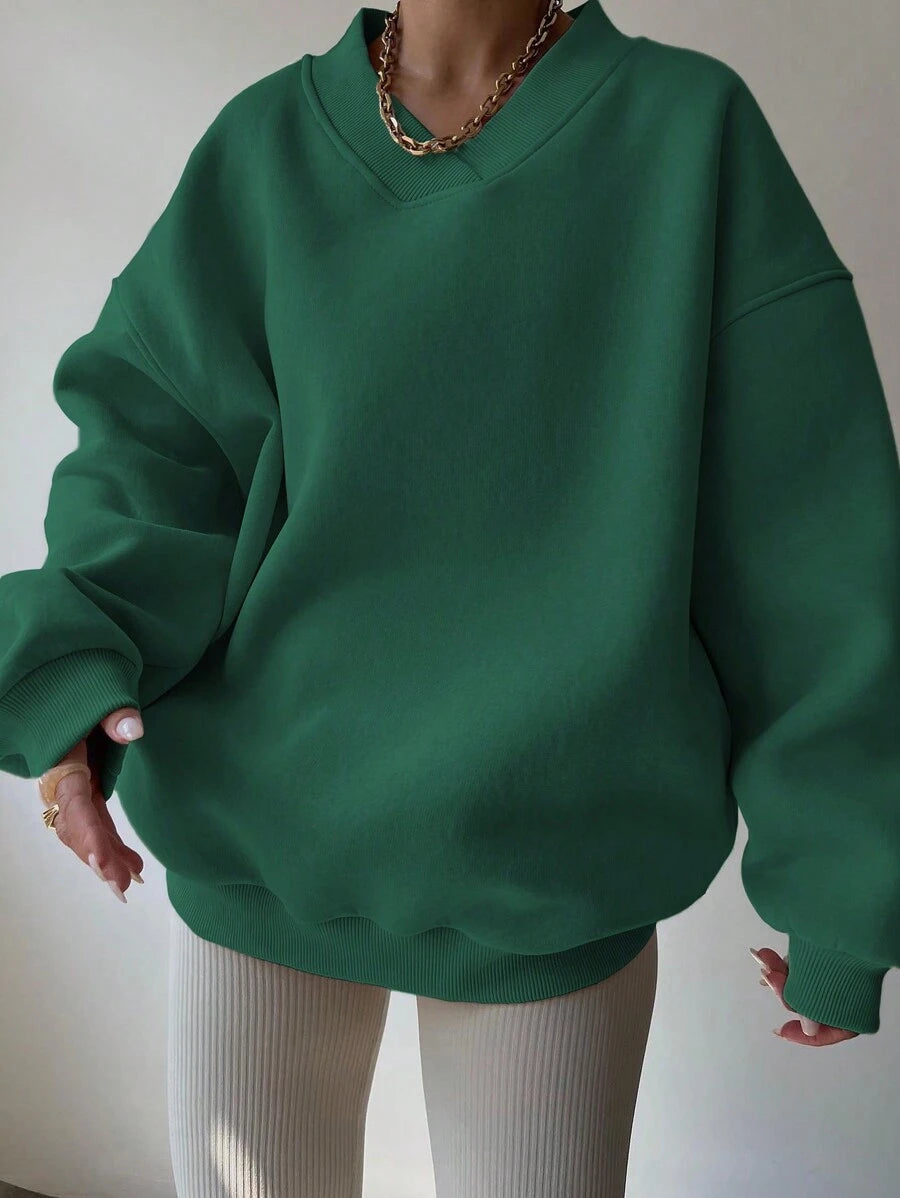 INAWLY Women's Spring And Autumn Loose Fit Casual Pullover With V-Neck And Dropped Shoulders,Ladies Spring/Fall Casual Long Sleeve V Neck Loose Regular Mint Green Drop Shoulder Pullovers Women Hoodies,Long Sleeve Tops Graduation,Back To School Outfits,Graduation,Teacher Outfits For Women,Back To School