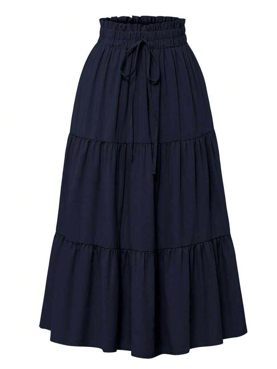 Women's Ditsy Floral Layered Ruffle Elastic Waist Vacation Skirt