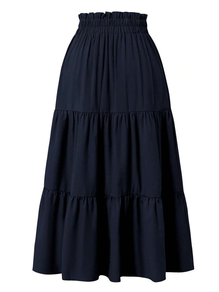 Women's Ditsy Floral Layered Ruffle Elastic Waist Vacation Skirt