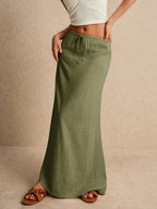 Poéselle Women's Skirt, Floor Length Maxi Skirt, Tie At Waist, Cute Skirt, Low Waist Skirt