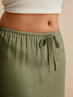 Poéselle Women's Skirt, Floor Length Maxi Skirt, Tie At Waist, Cute Skirt, Low Waist Skirt