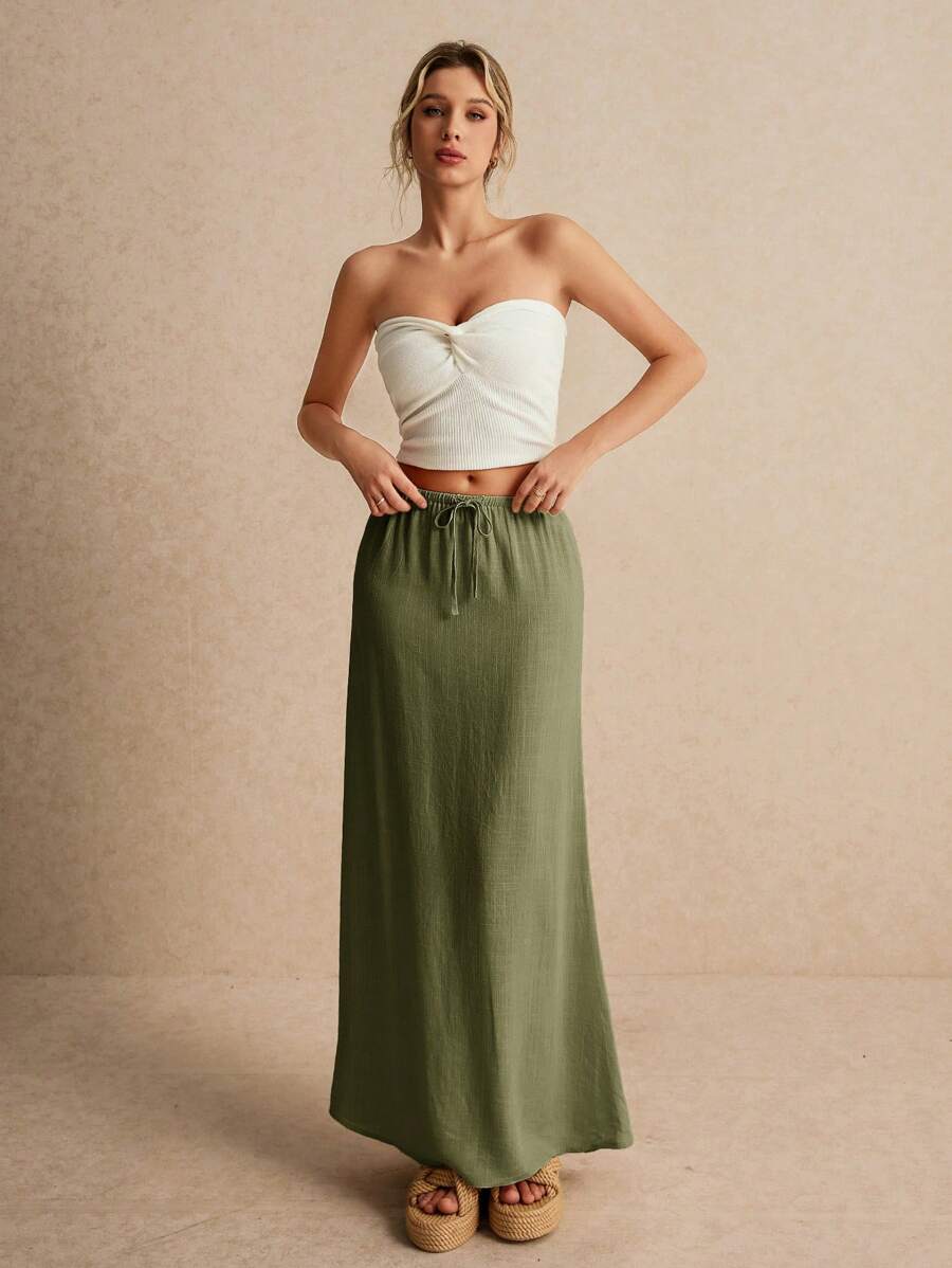 Poéselle Women's Skirt, Floor Length Maxi Skirt, Tie At Waist, Cute Skirt, Low Waist Skirt