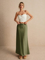 Poéselle Women's Skirt, Floor Length Maxi Skirt, Tie At Waist, Cute Skirt, Low Waist Skirt