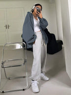 DAZY Women's Zipper Front Hoodie With Drawstring Closure,Long Sleeve Tops,Fall Clothes Sweatshirt Jacket