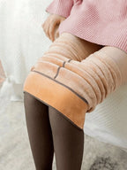 1pc Women's Sexy Semi-Sheer Tights, Thick Warm Lining, High Waist Elastic Skinny Pants, 220g, Comfortable