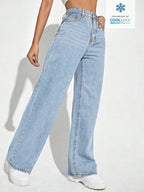 SHEIN ICON Casual Relaxed-Fit High-Waist Straight Leg Denim Jeans