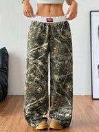 SHEIN Tall CURVE Plus Size Women's Spring/Summer Fashion Hip-Hop Sportswear Wide Leg Fold Waistband Pants Valentine's Day