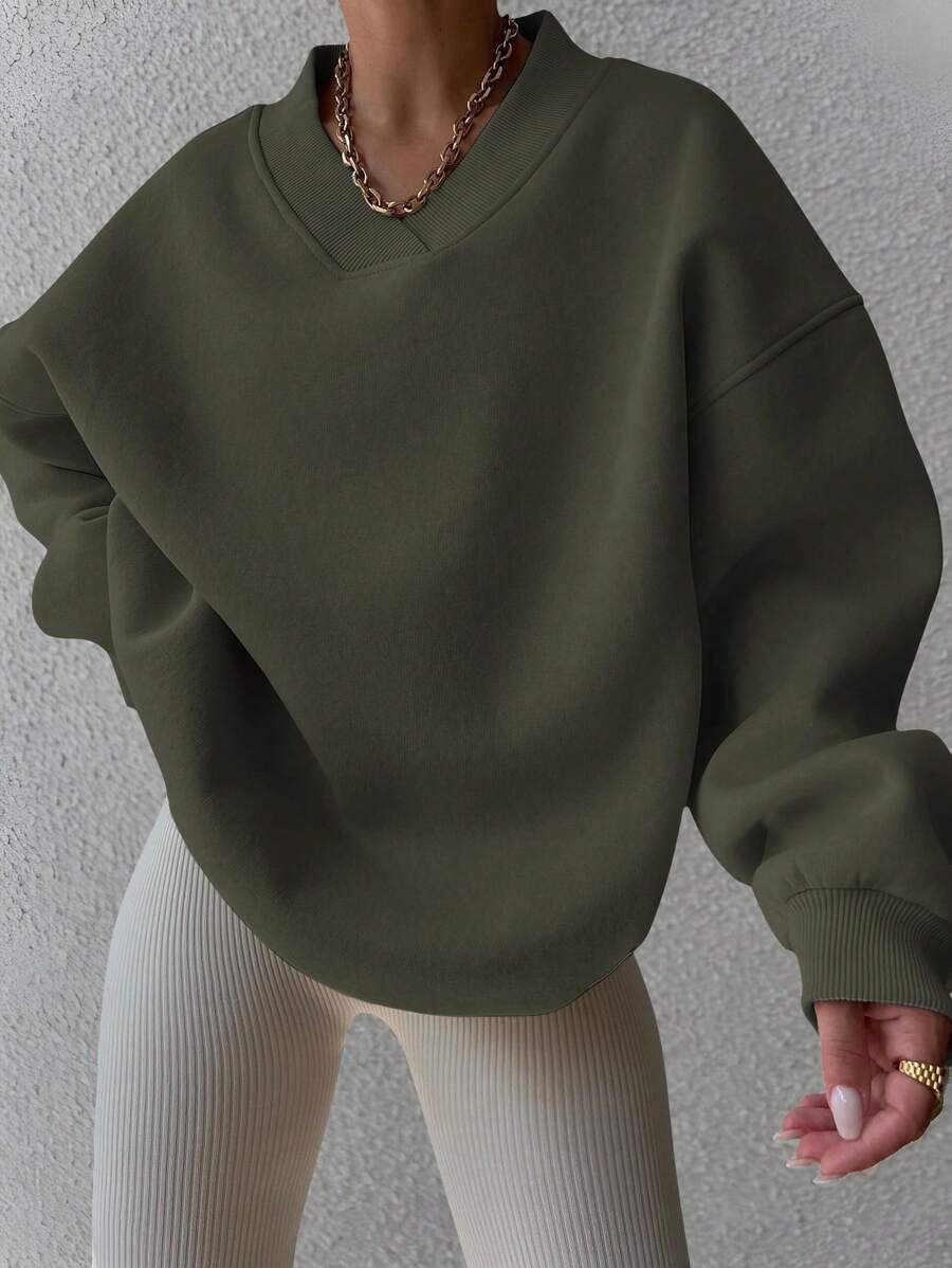 INAWLY Women's Spring And Autumn Loose Fit Casual Pullover With V-Neck And Dropped Shoulders,Ladies Spring/Fall Casual Long Sleeve V Neck Loose Regular Mint Green Drop Shoulder Pullovers Women Hoodies,Long Sleeve Tops Graduation,Back To School Outfits,Graduation,Teacher Outfits For Women,Back To School
