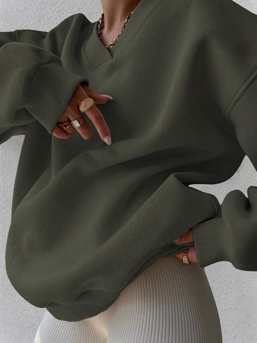INAWLY Women's Spring And Autumn Loose Fit Casual Pullover With V-Neck And Dropped Shoulders,Ladies Spring/Fall Casual Long Sleeve V Neck Loose Regular Mint Green Drop Shoulder Pullovers Women Hoodies,Long Sleeve Tops Graduation,Back To School Outfits,Graduation,Teacher Outfits For Women,Back To School