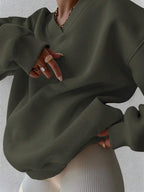 INAWLY Women's Spring And Autumn Loose Fit Casual Pullover With V-Neck And Dropped Shoulders,Ladies Spring/Fall Casual Long Sleeve V Neck Loose Regular Mint Green Drop Shoulder Pullovers Women Hoodies,Long Sleeve Tops Graduation,Back To School Outfits,Graduation,Teacher Outfits For Women,Back To School