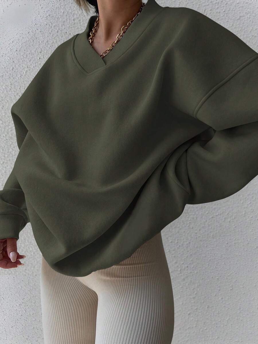 INAWLY Women's Spring And Autumn Loose Fit Casual Pullover With V-Neck And Dropped Shoulders,Ladies Spring/Fall Casual Long Sleeve V Neck Loose Regular Mint Green Drop Shoulder Pullovers Women Hoodies,Long Sleeve Tops Graduation,Back To School Outfits,Graduation,Teacher Outfits For Women,Back To School