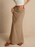 Poéselle Women's Skirt, Floor Length Maxi Skirt, Tie At Waist, Cute Skirt, Low Waist Skirt