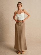 Poéselle Women's Skirt, Floor Length Maxi Skirt, Tie At Waist, Cute Skirt, Low Waist Skirt