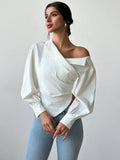 Firerie Women Casual Elegant Refined Commute Office Asymmetrical Hem Long Sleeve Blazer Collar