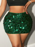 BamGleam Sequin Mini Bodycon Skirt For Holiday Party Clothes