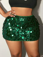 BamGleam Sequin Mini Bodycon Skirt For Holiday Party Clothes