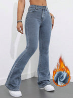 Flexra Women Flared Pocket Casual All-Match Denim Flared Jeans Y2k Bootcut Jeans