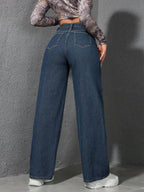 SHEIN ICON Casual Relaxed-Fit High-Waist Straight Leg Denim Jeans
