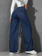 SHEIN ICON Casual Relaxed-Fit High-Waist Straight Leg Denim Jeans