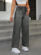 SHEIN ICON Casual Relaxed-Fit High-Waist Straight Leg Denim Jeans