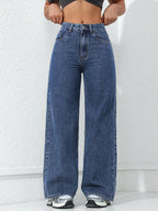 SHEIN ICON Women's Loose Fit Wide Leg Pockets Casual Versatile Jeans Pants