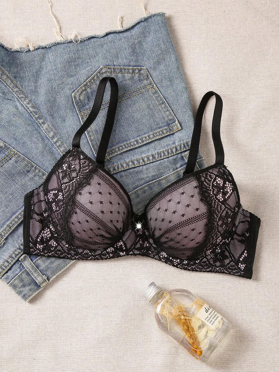 1pc Sexy Lace Minimalist Lift-Up Small Bust Underwire Bra For Women Lingerie
