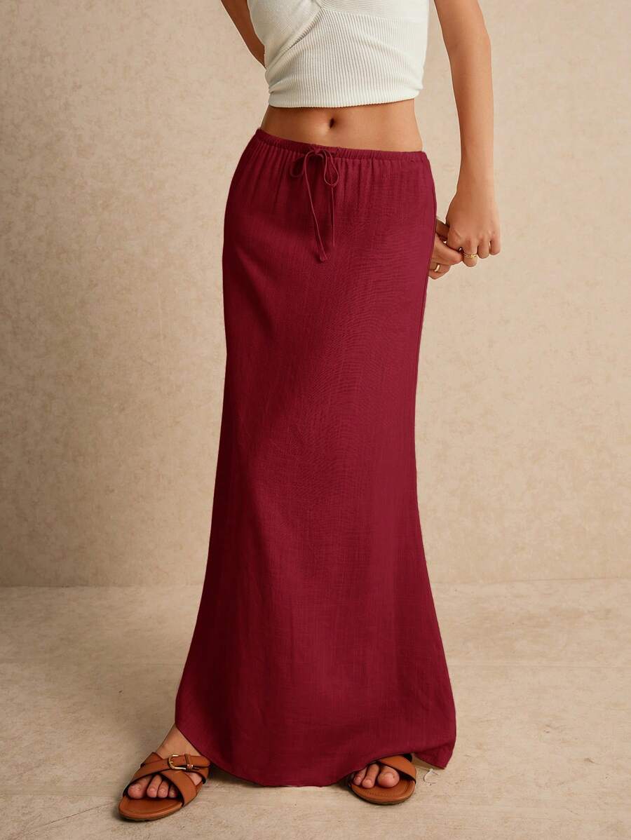 Poéselle Women's Skirt, Floor Length Maxi Skirt, Tie At Waist, Cute Skirt, Low Waist Skirt