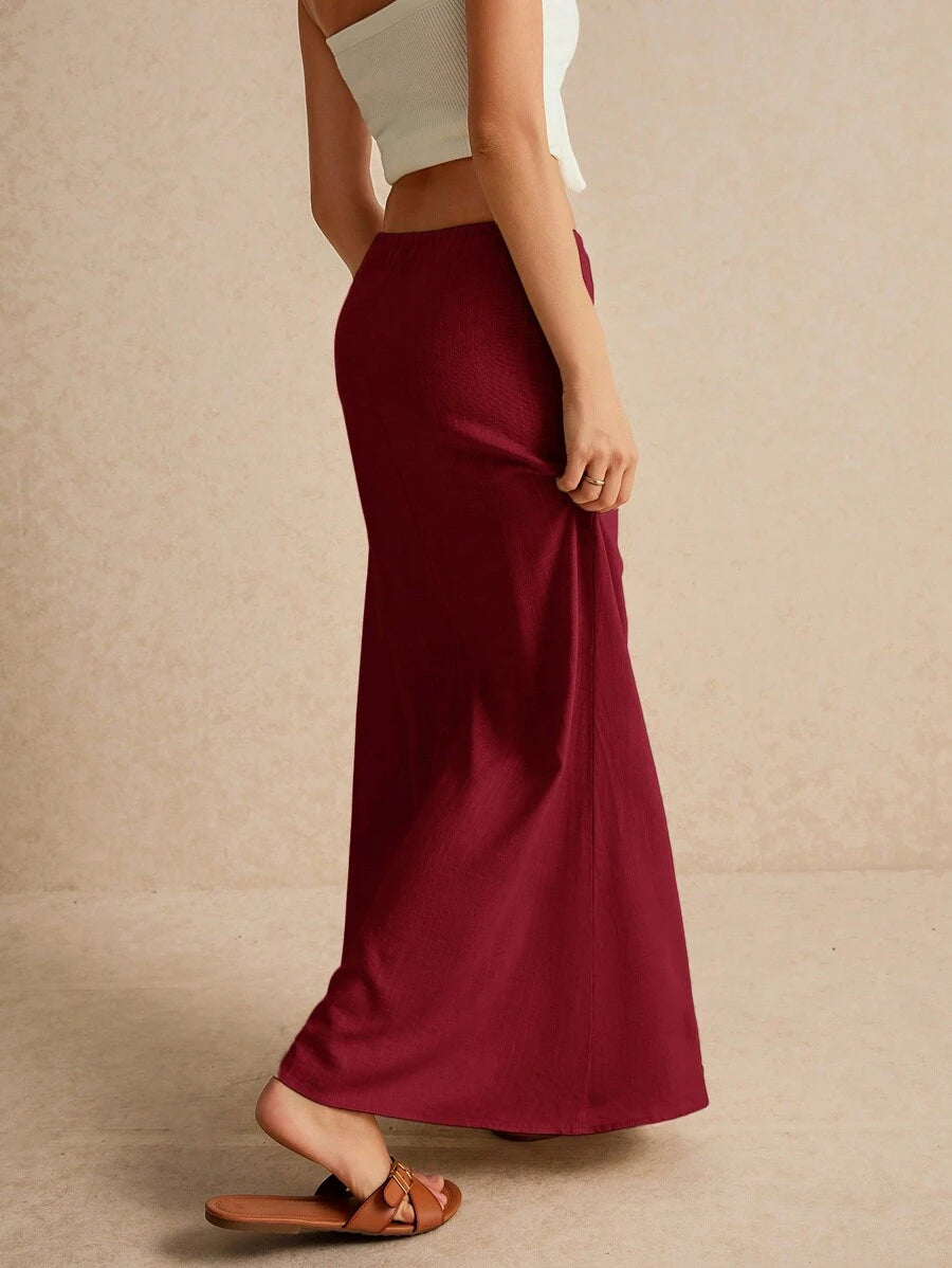 Poéselle Women's Skirt, Floor Length Maxi Skirt, Tie At Waist, Cute Skirt, Low Waist Skirt