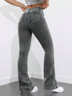 Flexra Women Flared Pocket Casual All-Match Denim Flared Jeans Y2k Bootcut Jeans