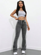 Flexra Women Flared Pocket Casual All-Match Denim Flared Jeans Y2k Bootcut Jeans