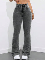 Flexra Women Flared Pocket Casual All-Match Denim Flared Jeans Y2k Bootcut Jeans